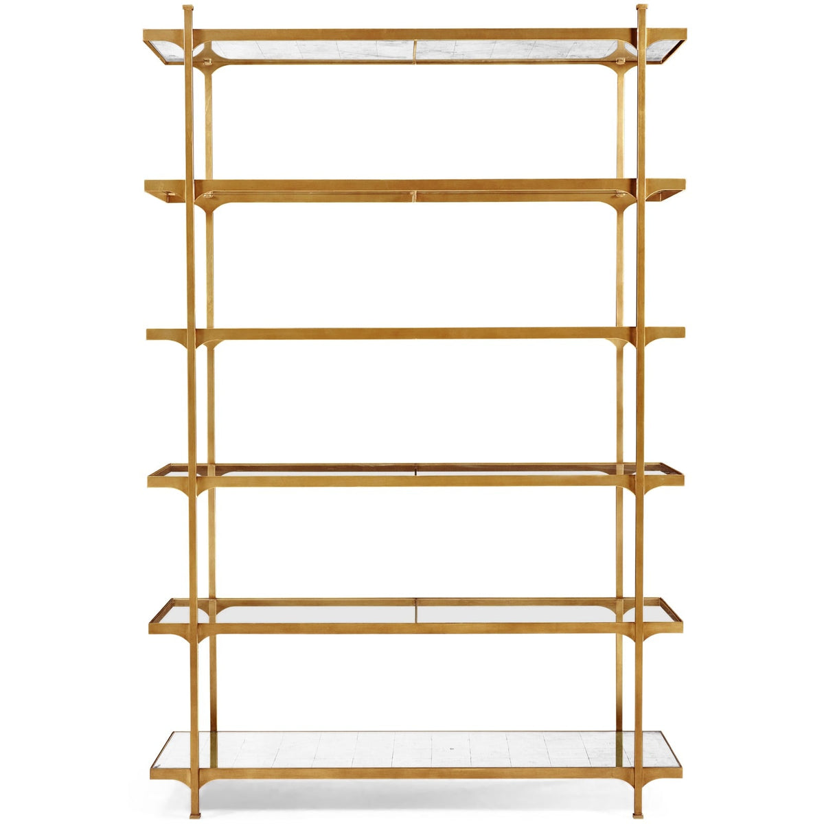 Églomisé & gilded iron six-tier étagère