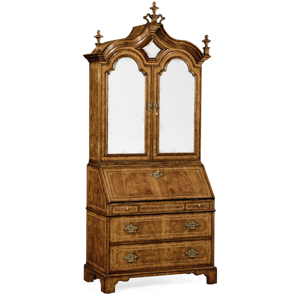 Queen Anne Walnut Bureau with Chinoiserie Interior