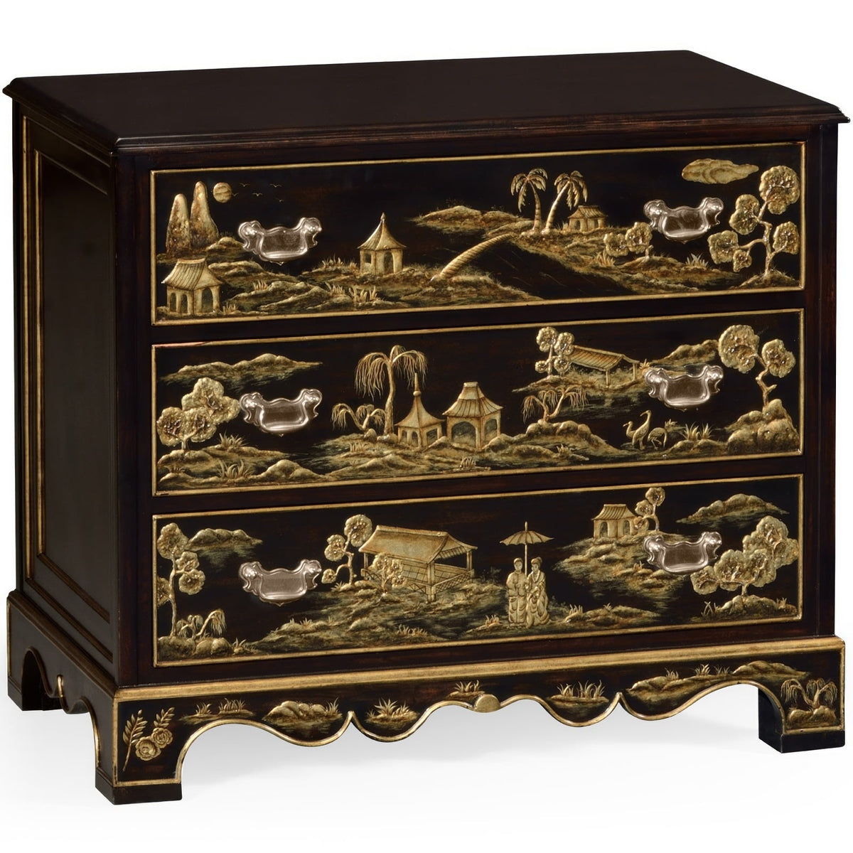 Chinoiserie style nightstand of drawer
