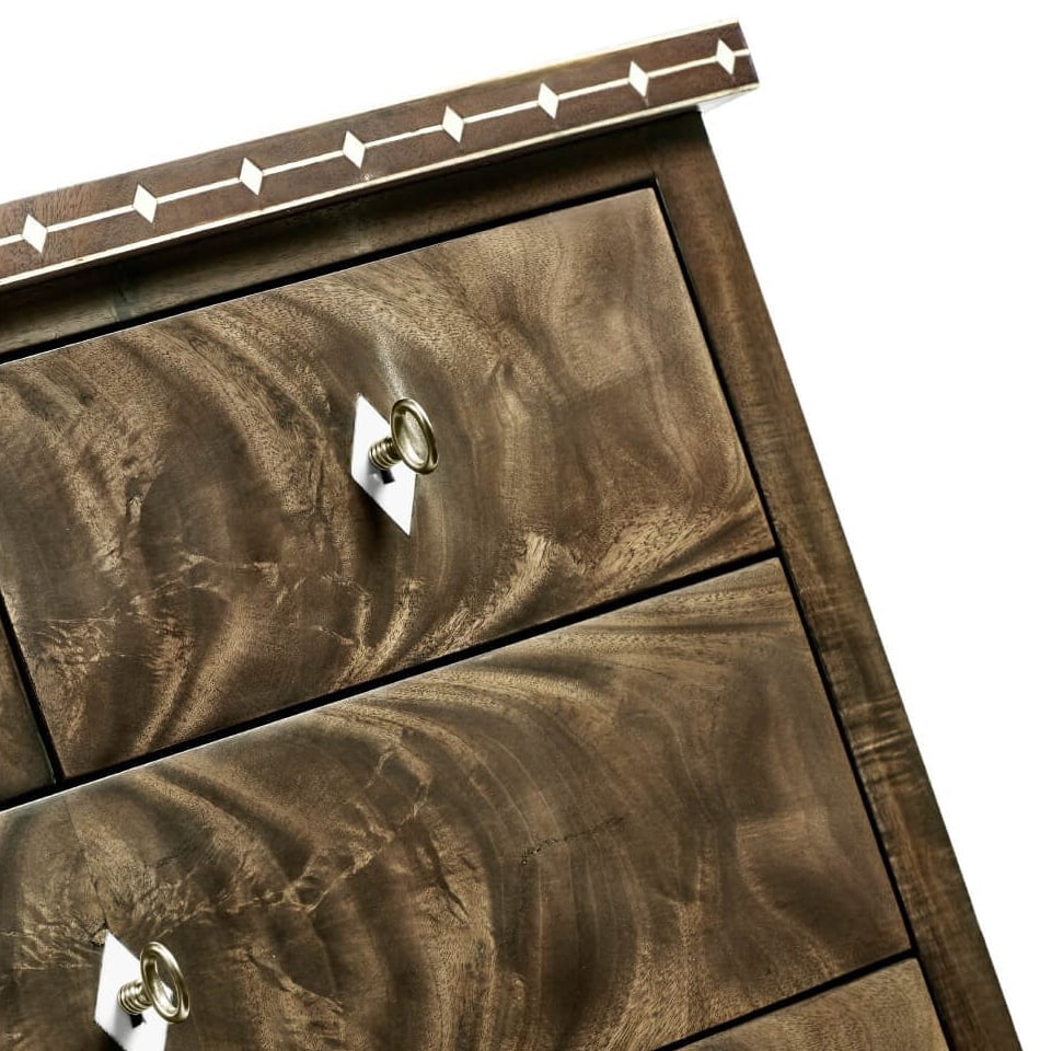 Small Bleached Mahogany Chest of Drawers with Bone Inlay