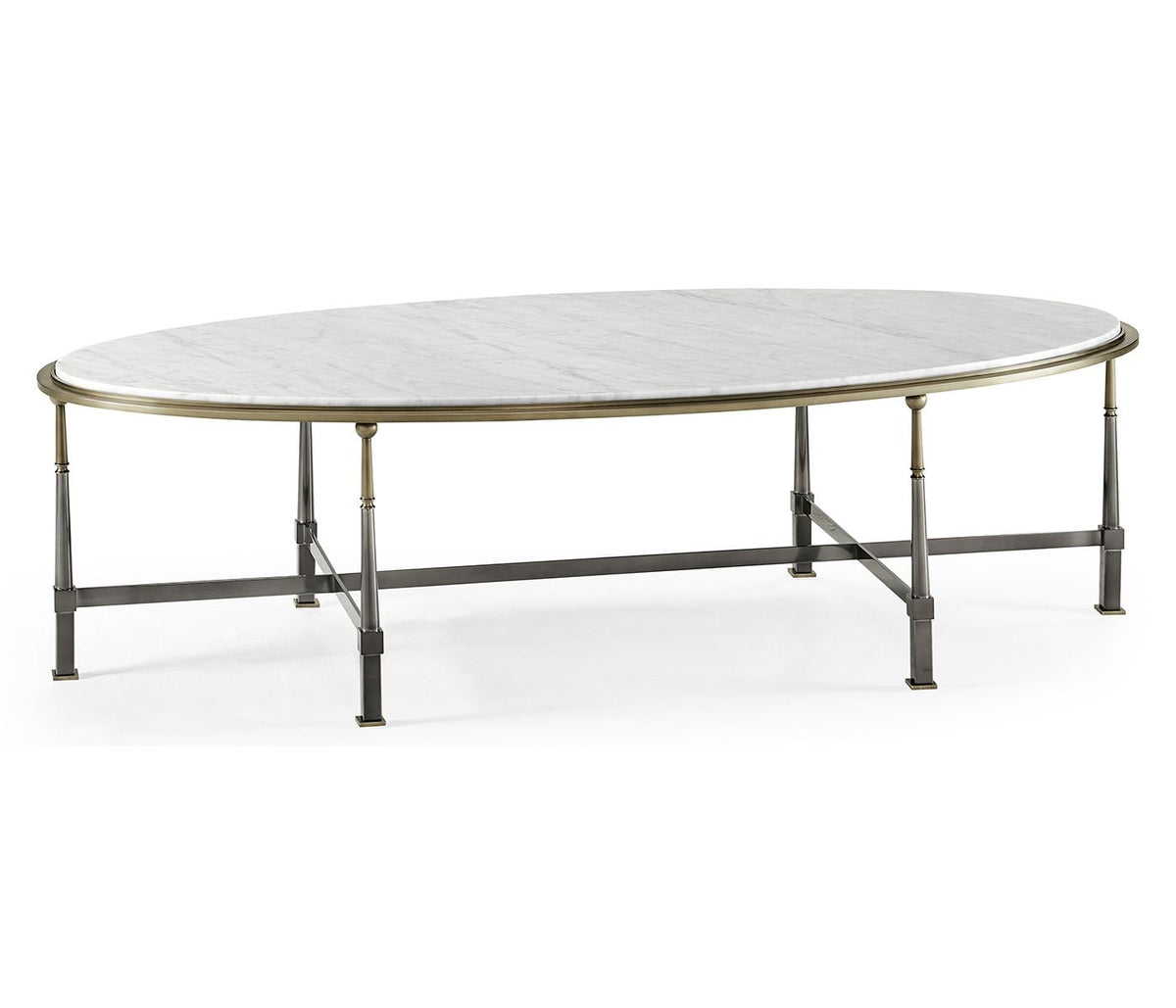 Hamilton Oval Coffee Table in Carrara Marble