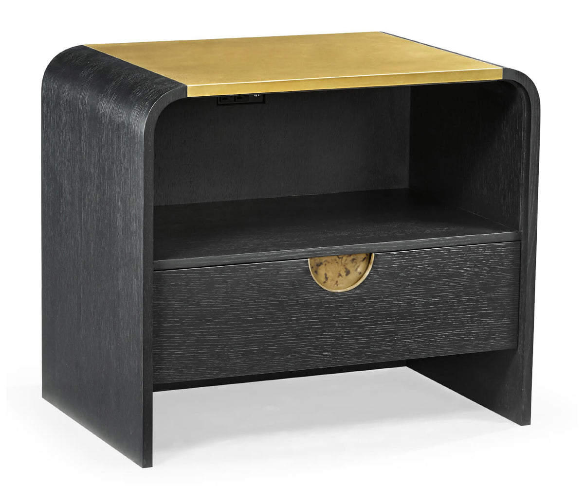 Ebonised Oak Curved Bedside Cabinet