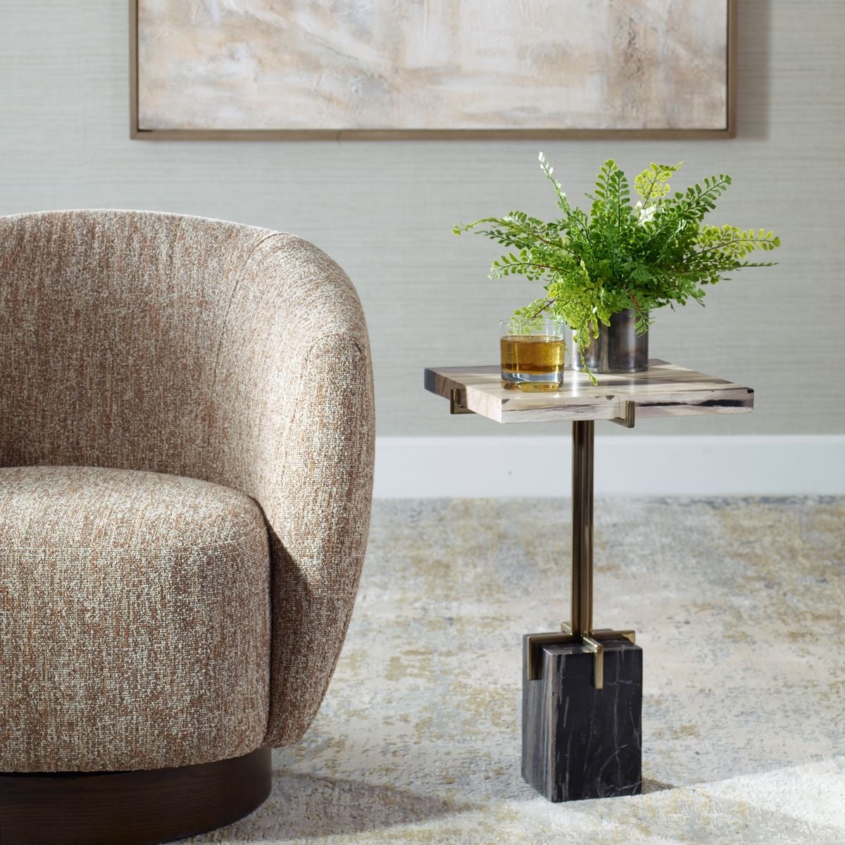 Rowman Petrified Wood Accent Table