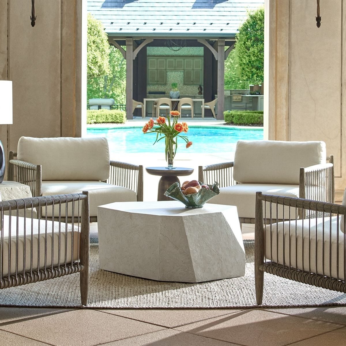 Parra Limestone Outdoor Coffee Table