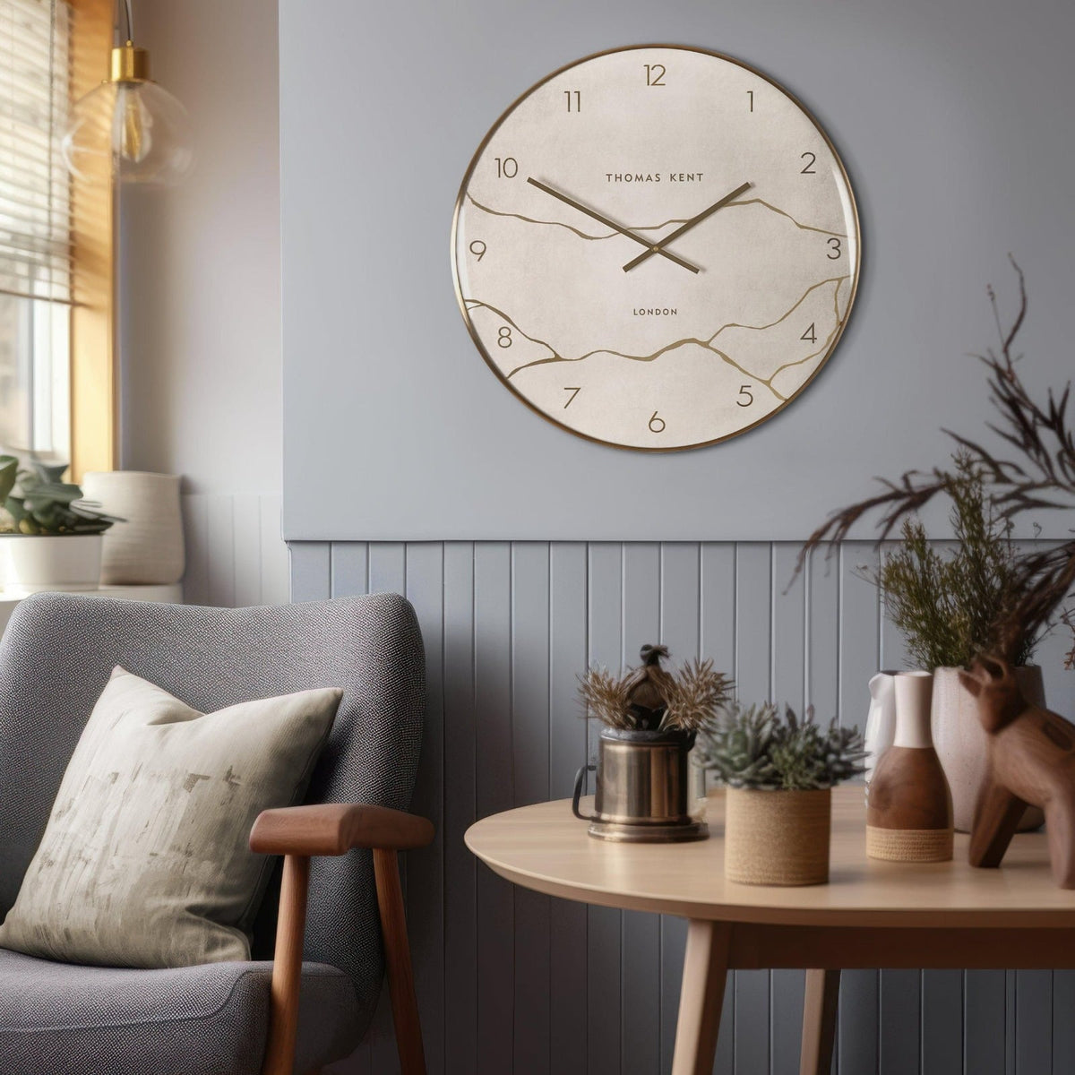 Oyster Wall Clock in Stone