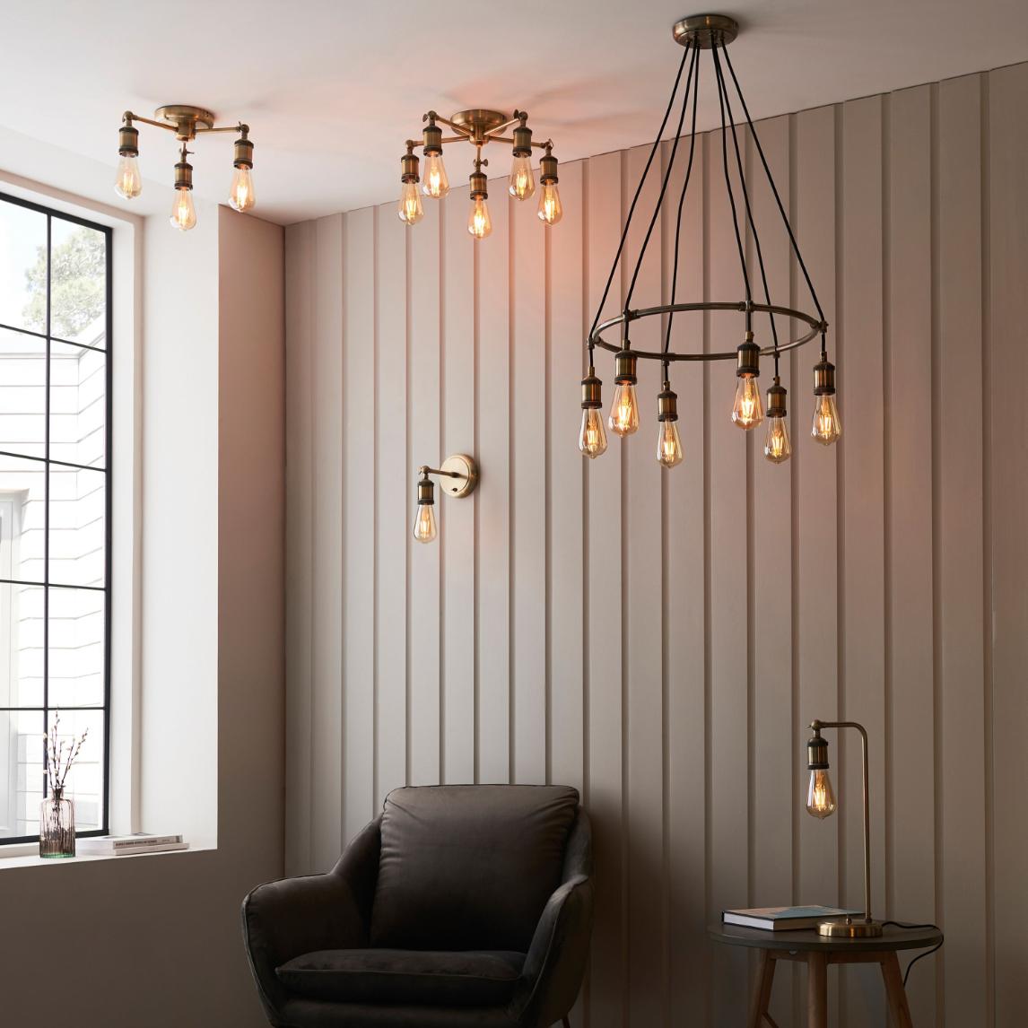 Myron 5-Light Ceiling Light Antique Brass