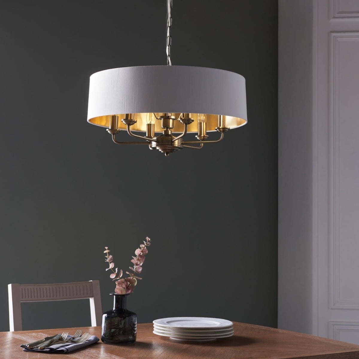 Homelea 6-Light Pendant Light Antique Brass Short