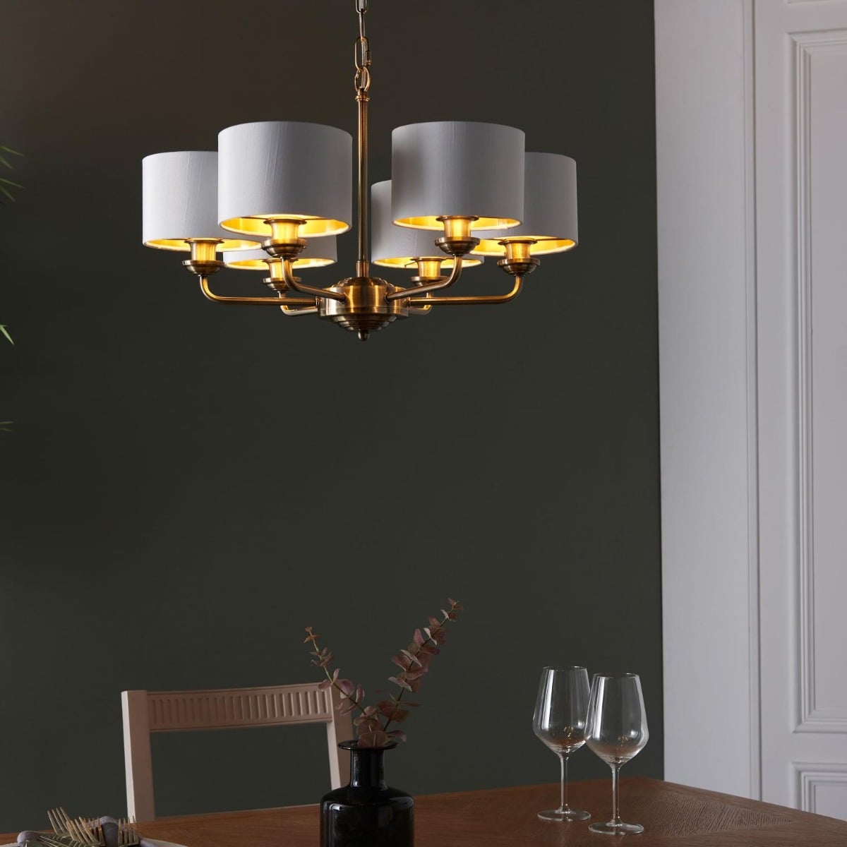 Homelea 6-Light Pendant Light Antique Brass Long