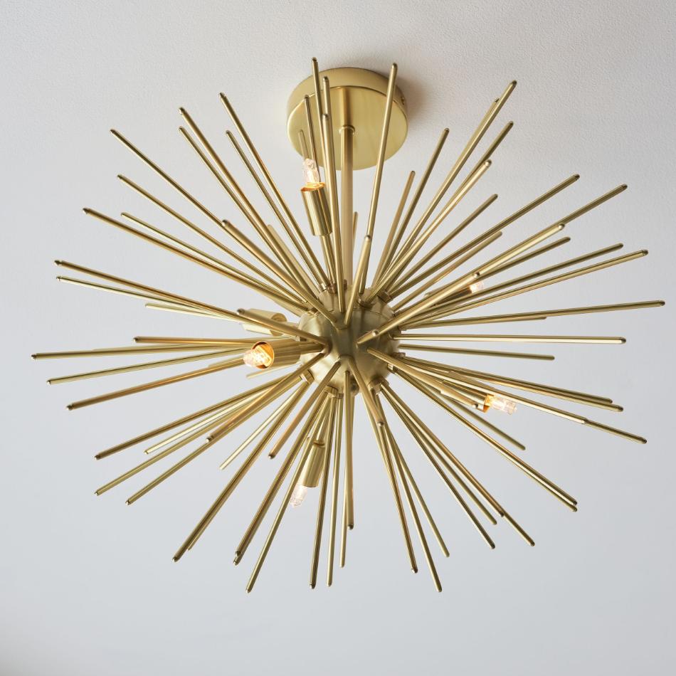 Poynton 6 Ceiling Light Satin Brass