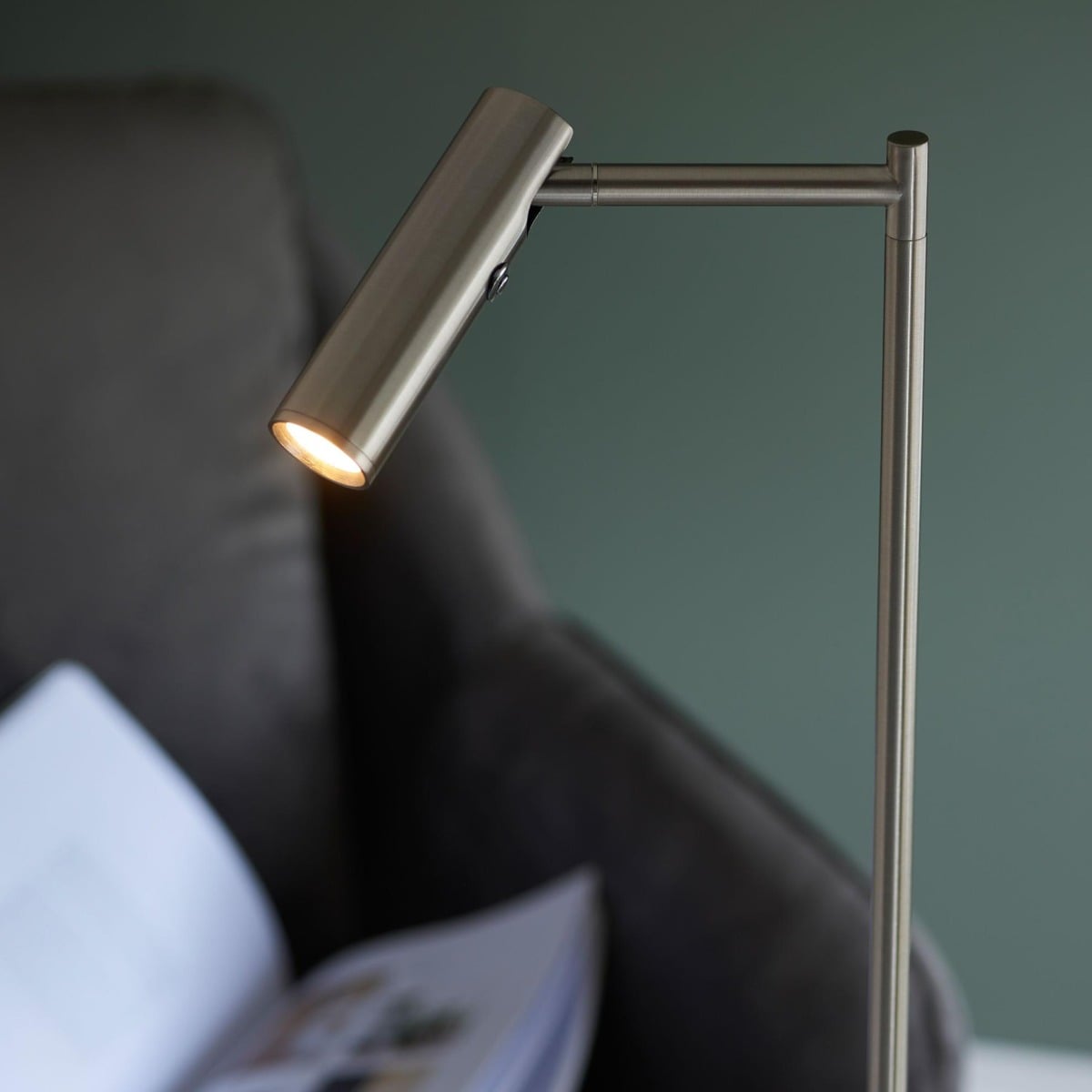 Devoted Reader 1 Floor Lamp Satin Nickel