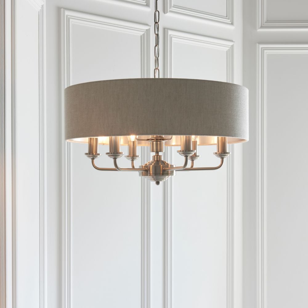Homelea Large Pendant Light Chrome and Natural