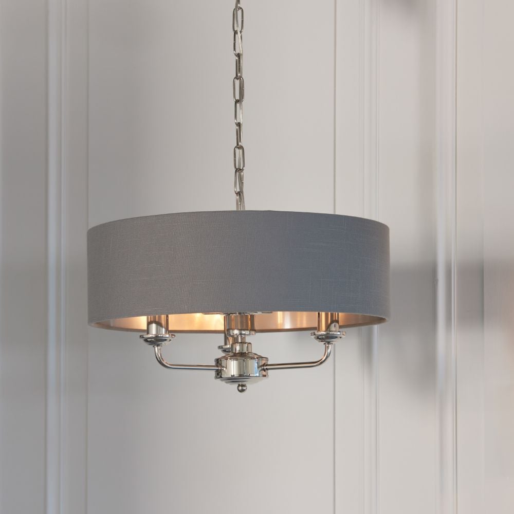 Homelea Medium Pendant Light Nickel and Charcoal