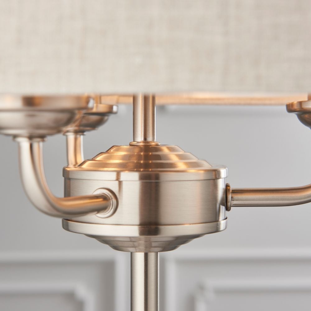 Homelea 3 Table Light in Chrome & Natural Linen