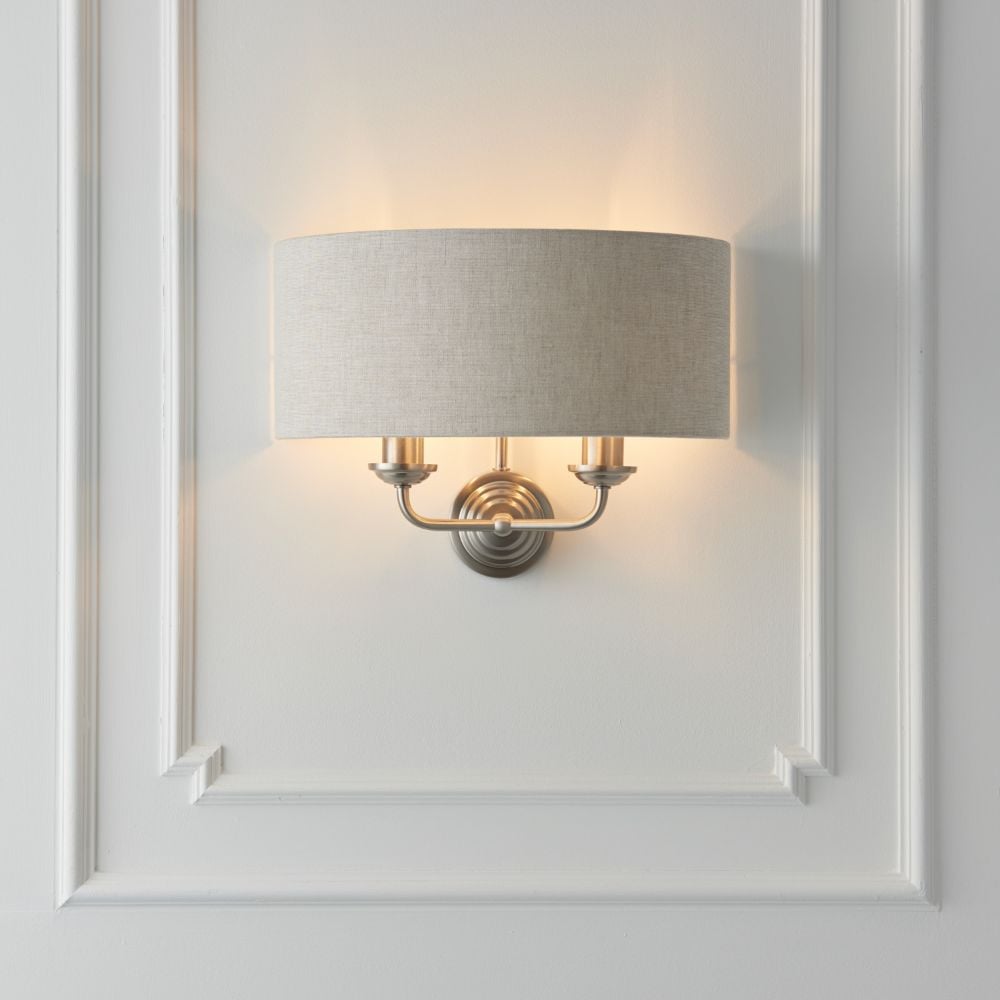 Homelea 2 Wall Light in Chrome & Natural