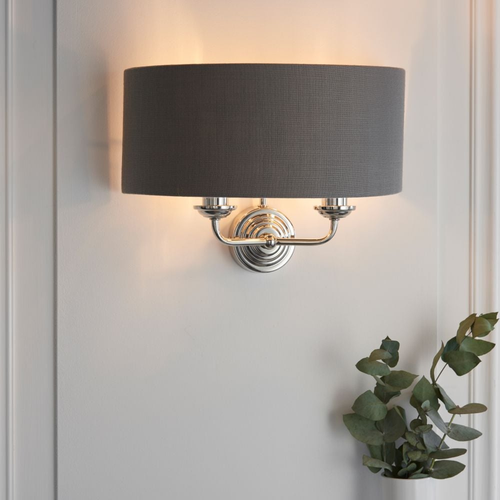 Homelea 2 Wall Light in Nickel & Charcoal