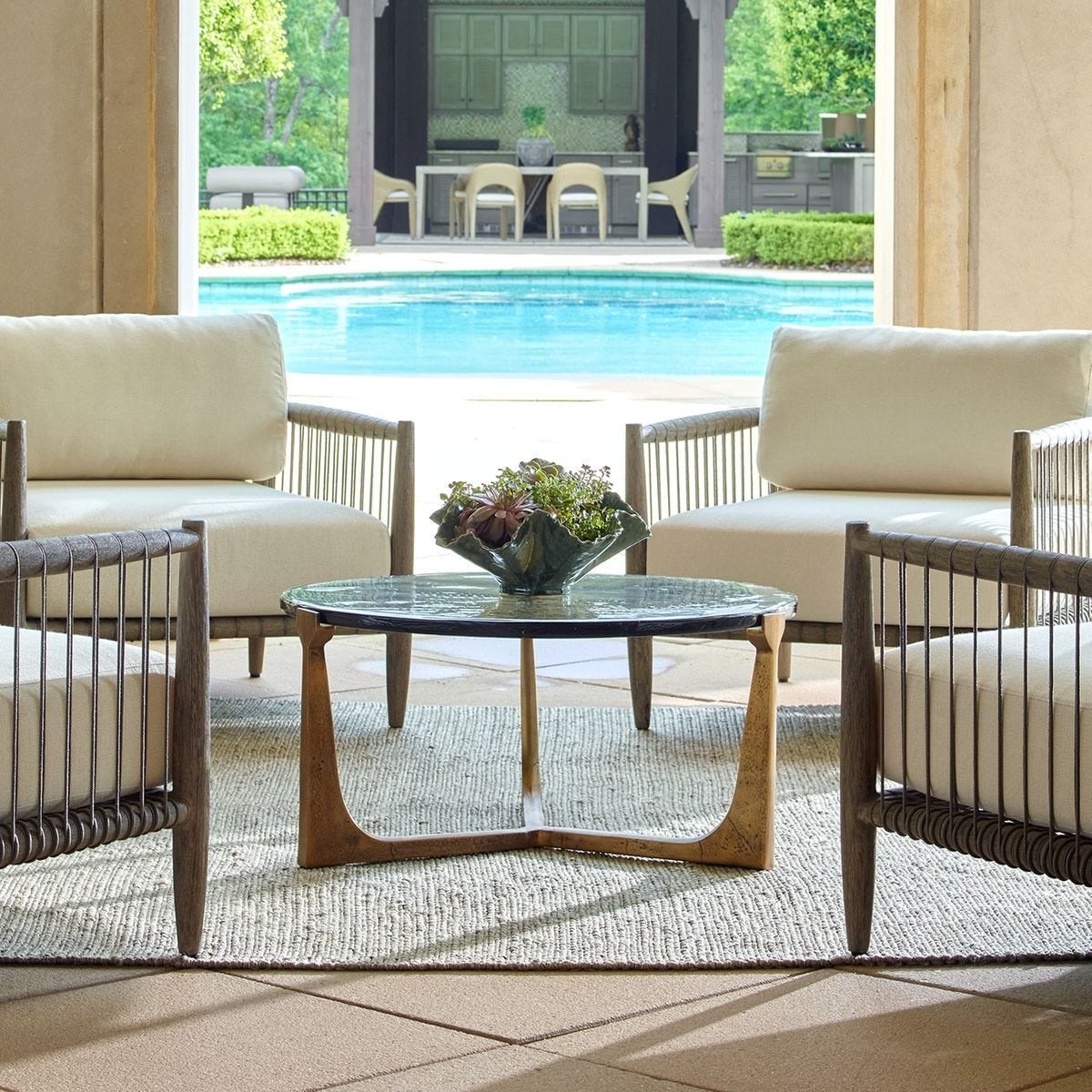 Bohdi Outdoor Brass Coffee Table