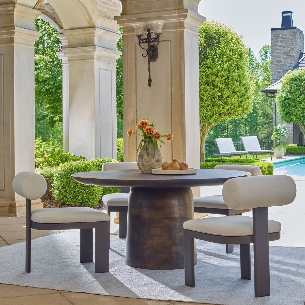 Madrone Indoor-Outdoor Dining Table in Golden Dark Bronze - 152cm