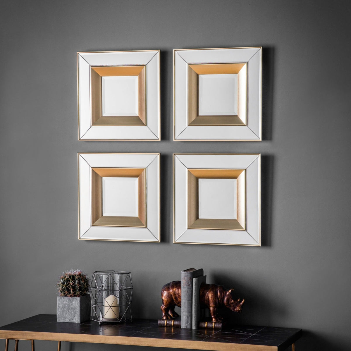 Tintern Square Mirror in Gold - Set of 4