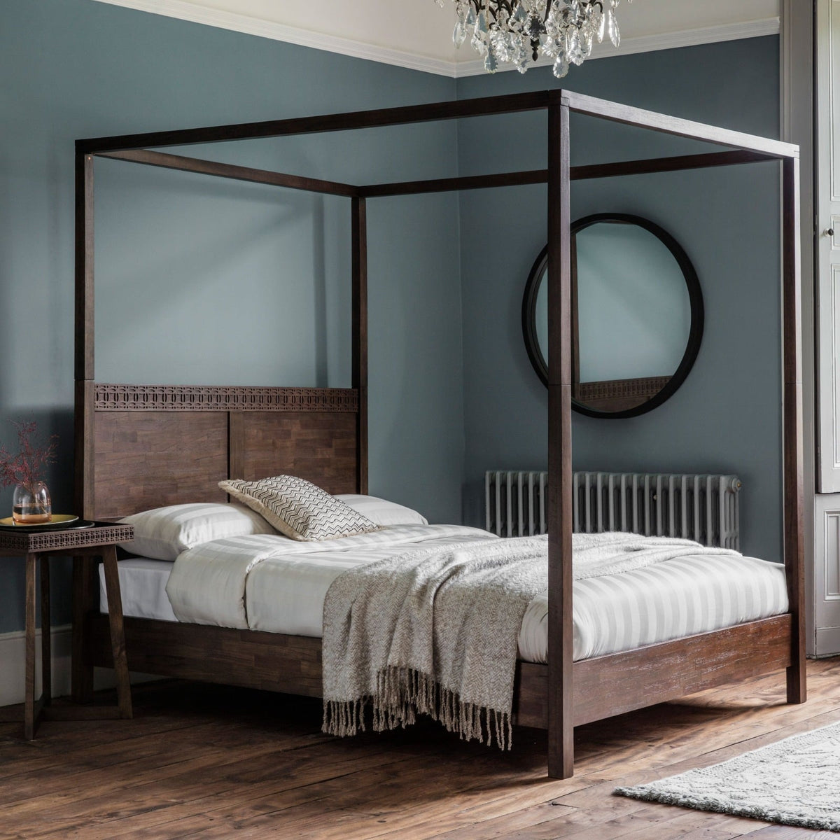 Burnsall Four Poster Bed in Brown - King