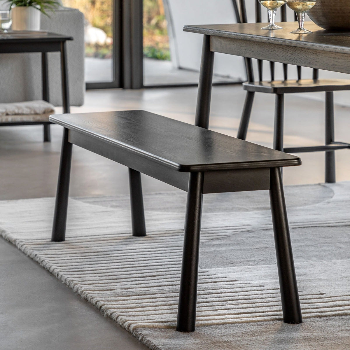 Nordic Dining Bench in Black Oak