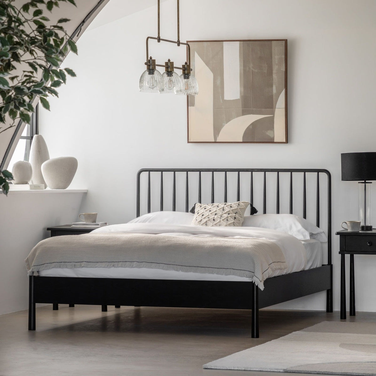 Nordic Bed Frame in Black Oak - King