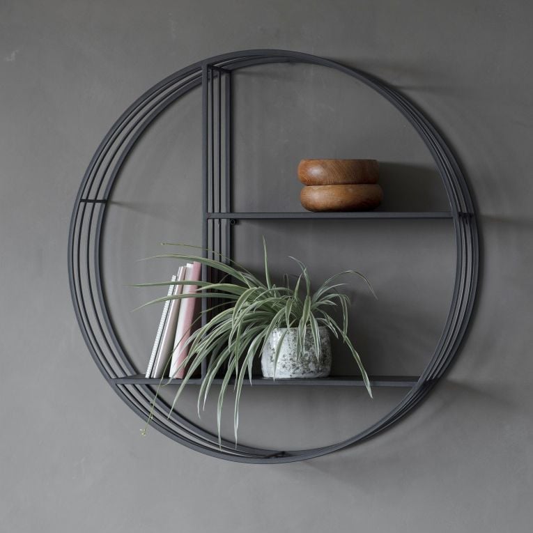 Markle Industrial Round Metal Wall Shelf