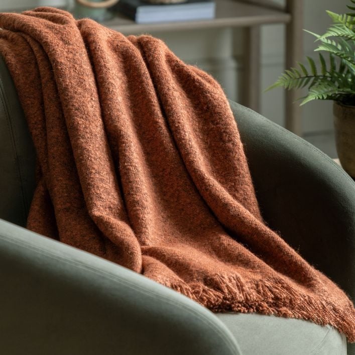 Melange Acrylic Throw in Rust