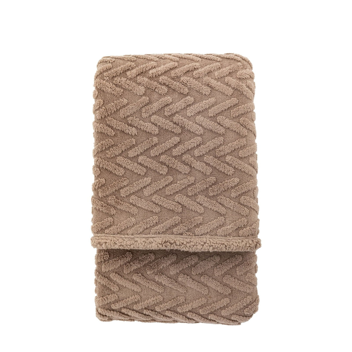 Herringbone Sherpa Throw in Taupe
