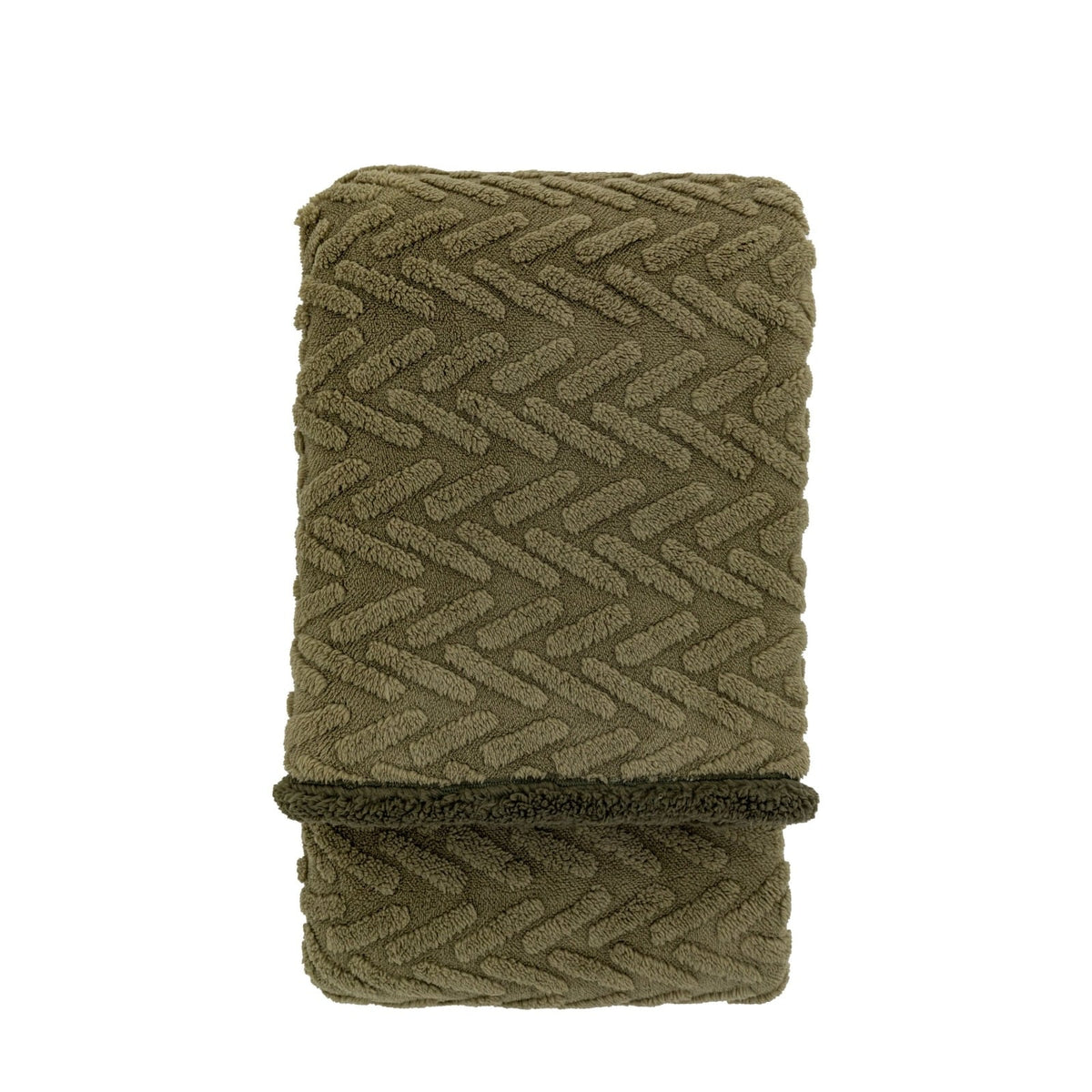 Herringbone Sherpa Throw in Sage