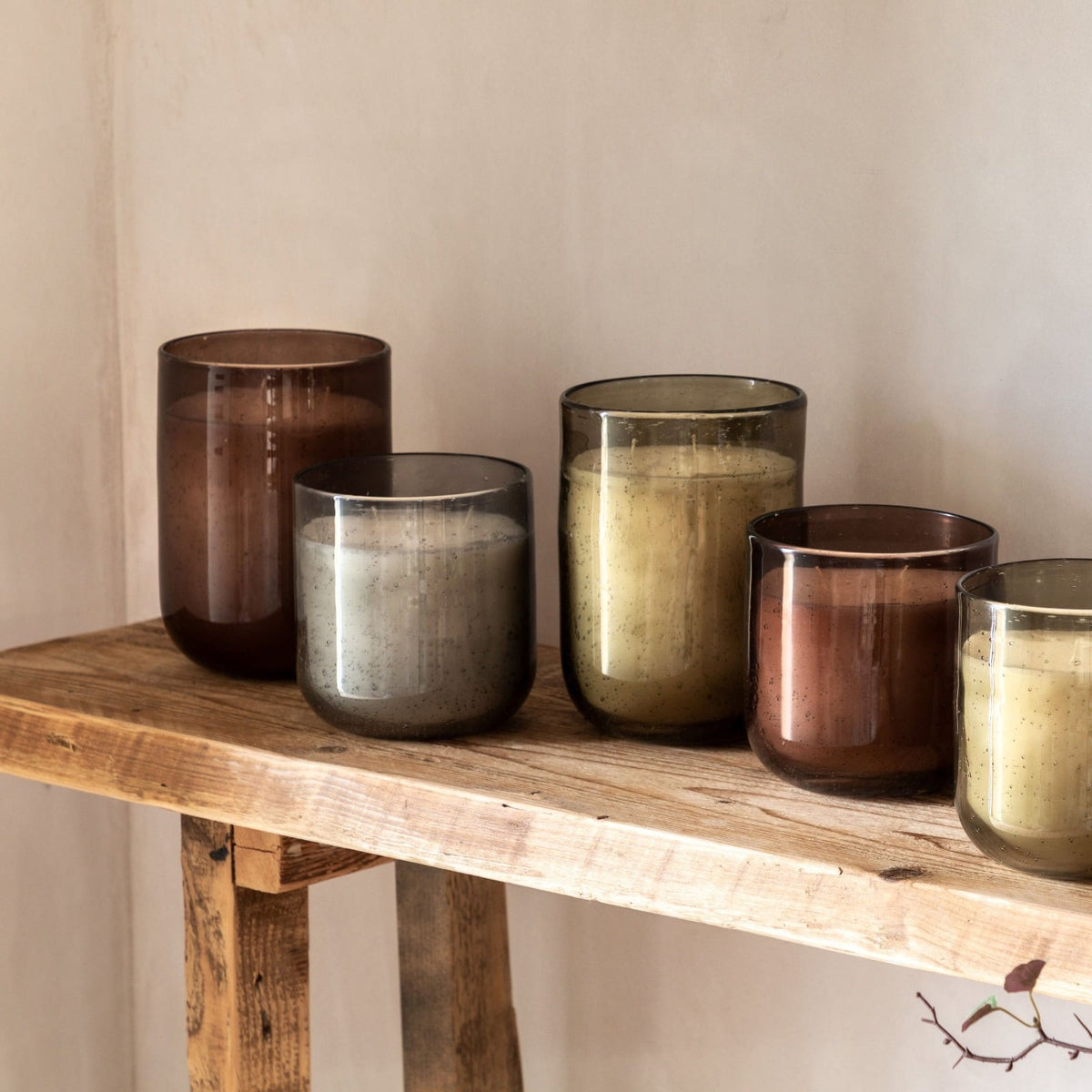 Large Glass Filled Candle in Brown Pomegranate