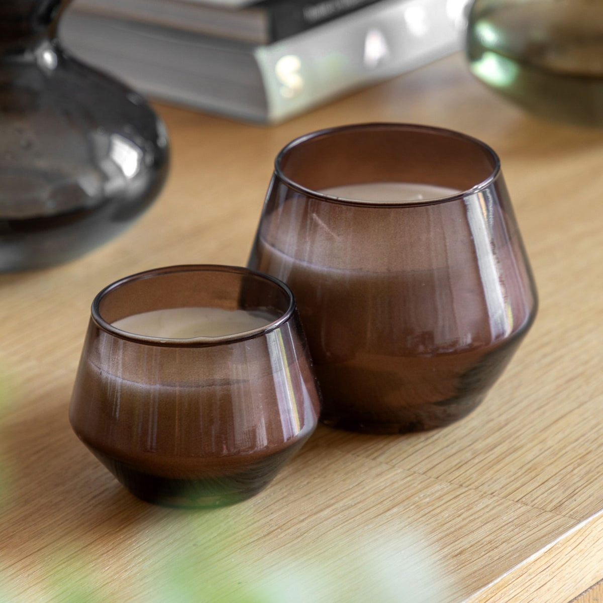 Glass Filled Candle in Brown Oud Rose - Set of 2