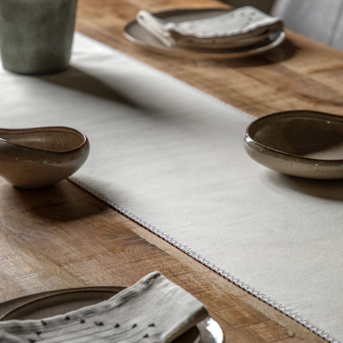Linen Effect Table Runner in Cream