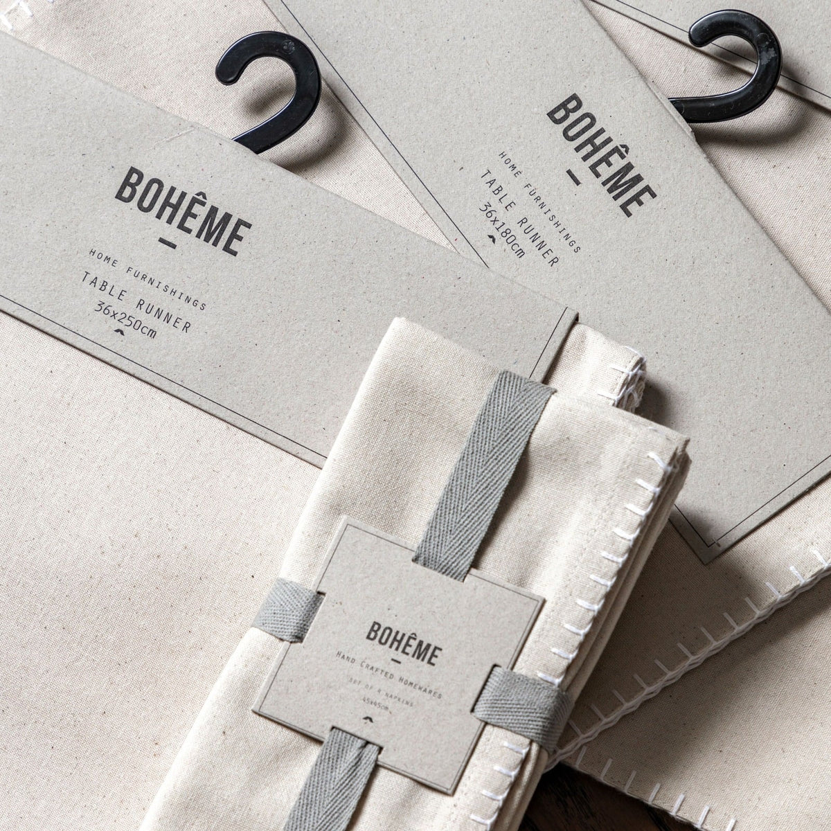 Linen Effect Table Runner in Cream