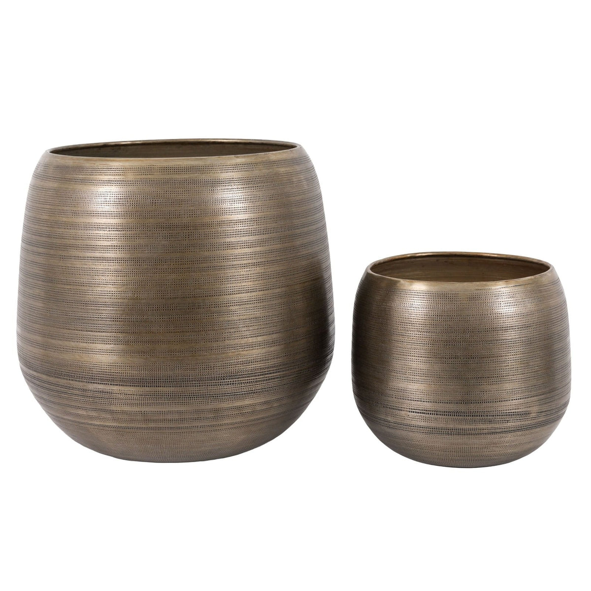 Chatai Planters in Antique Brass - Set of 2