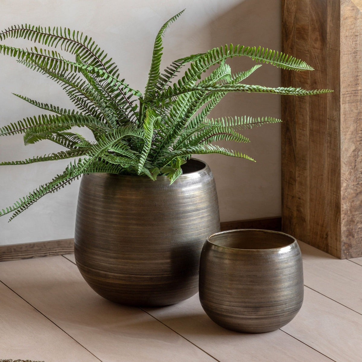 Chatai Planters in Antique Brass - Set of 2