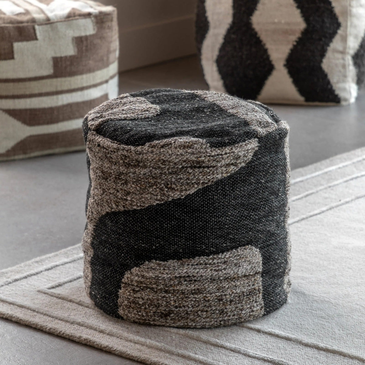 Bergen Mono Graphic Drum Pouffe