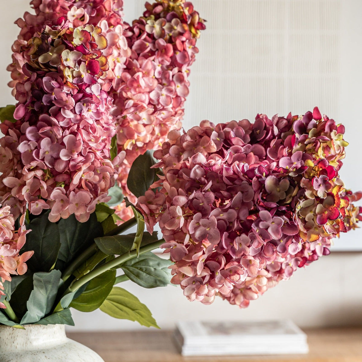 Vintage Cone Hydrangea Stem Pink Set of 12