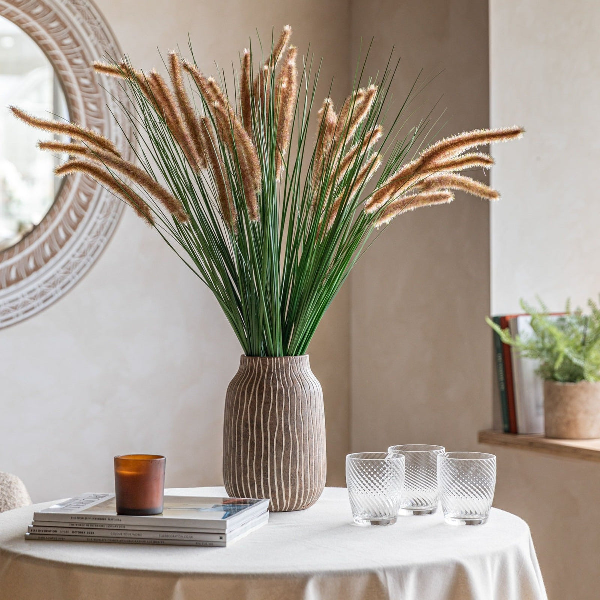 Faux Grass with Seed Heads in Natural Set of 12