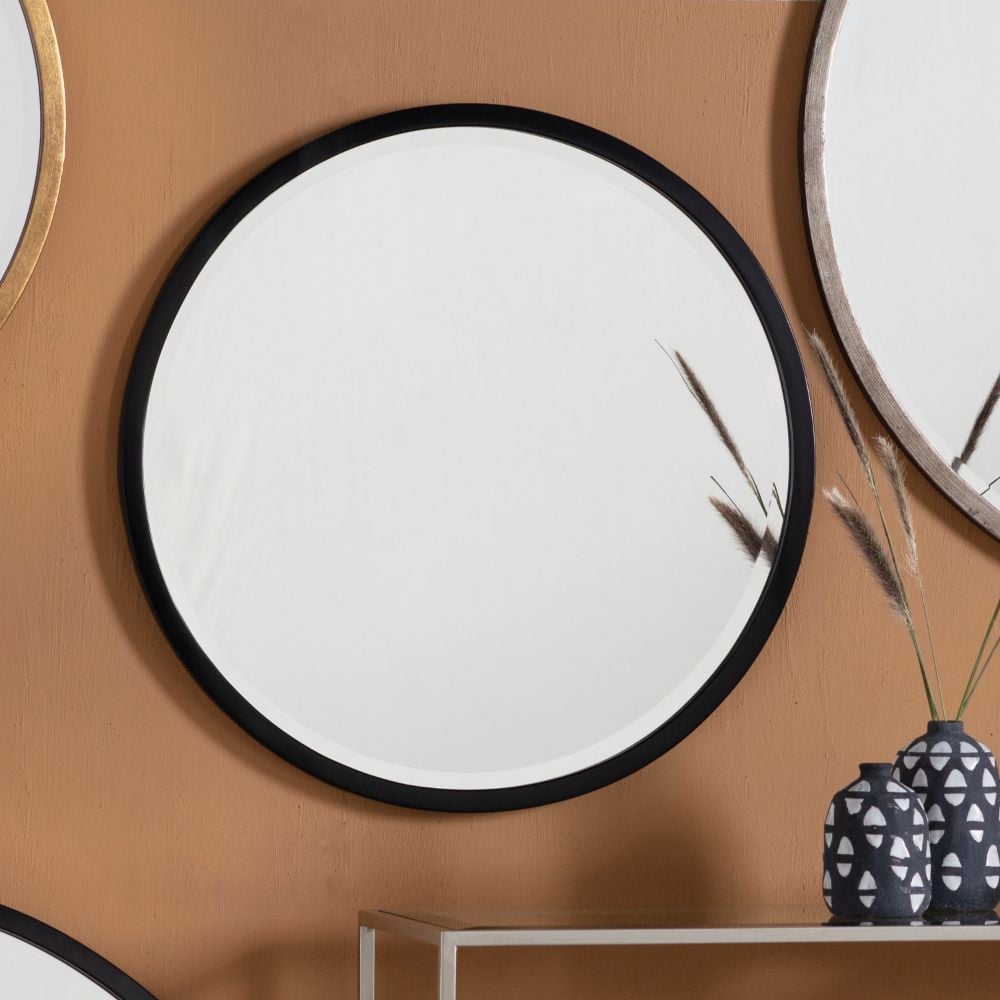 Watermoor Round Mirror in Black