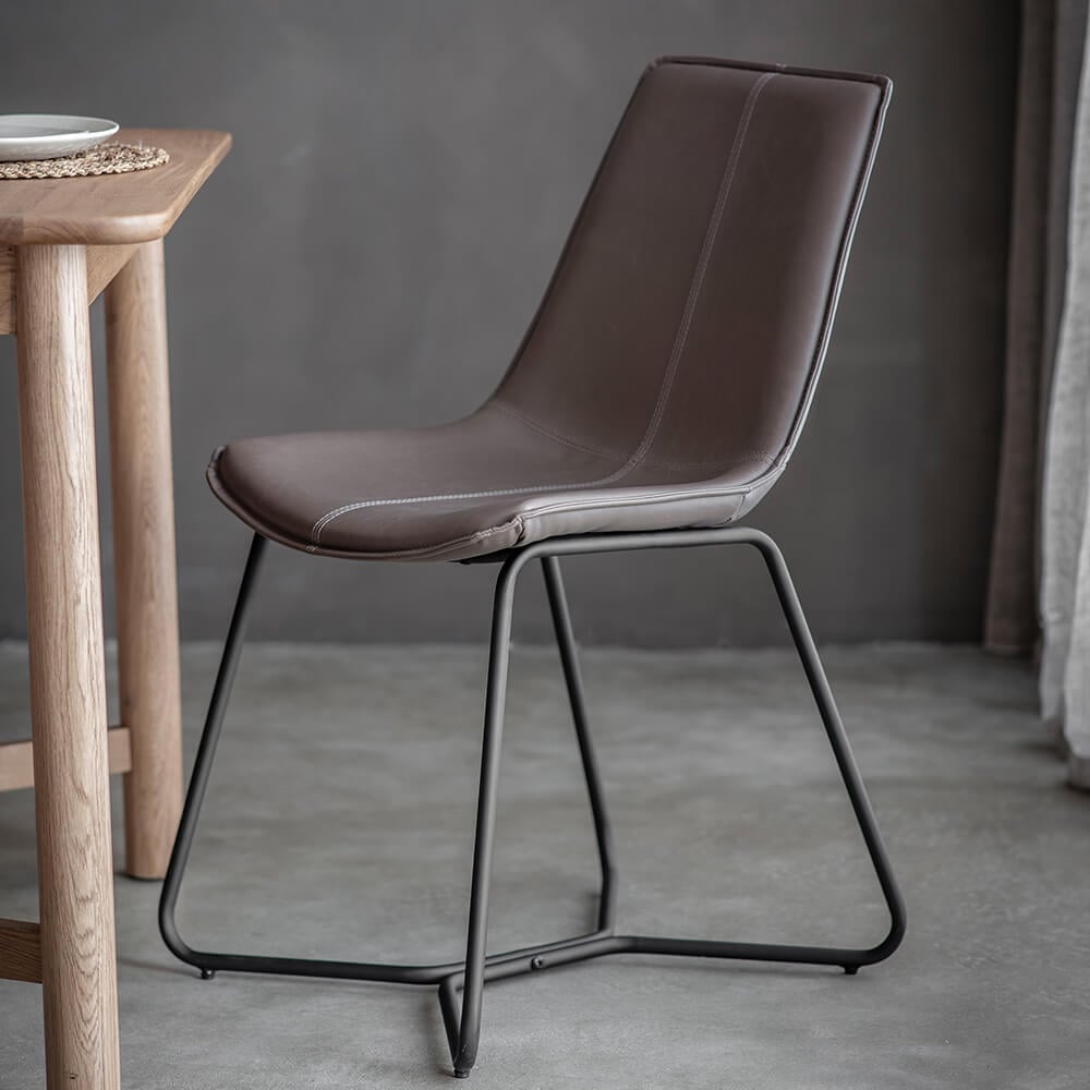 Ember Grey Industrial Dining Chair Set of 2