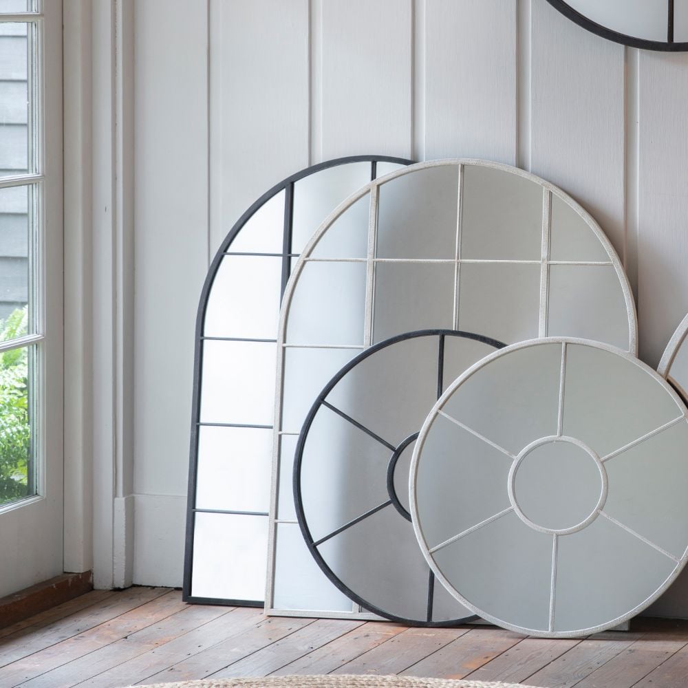 Rayleigh Arch Window Mirror in Black