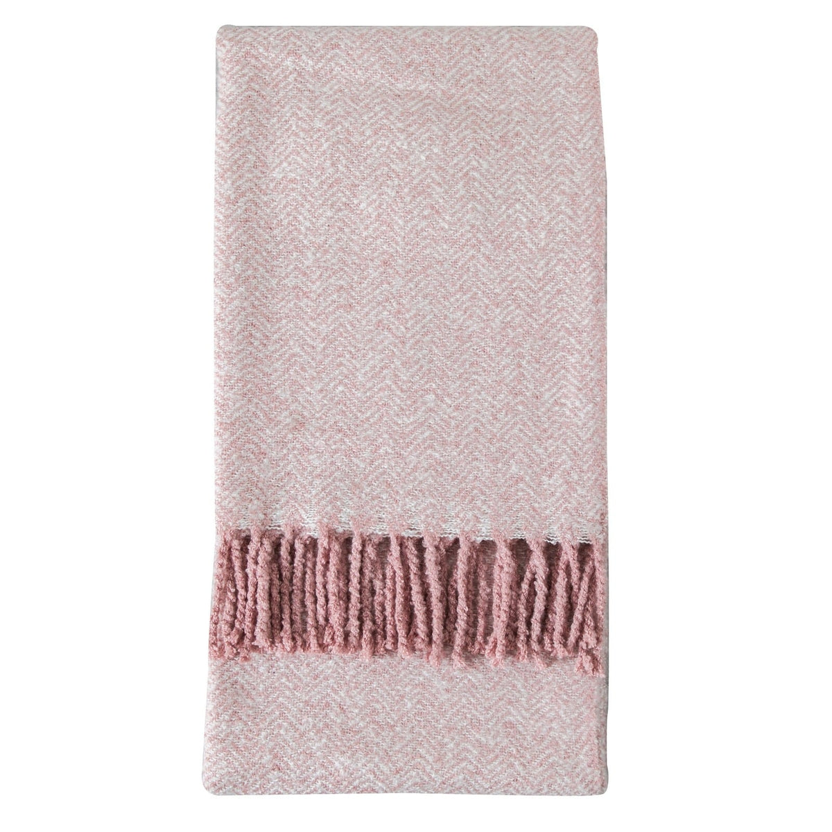 Herringbone Faux Mohair Throw in Blush
