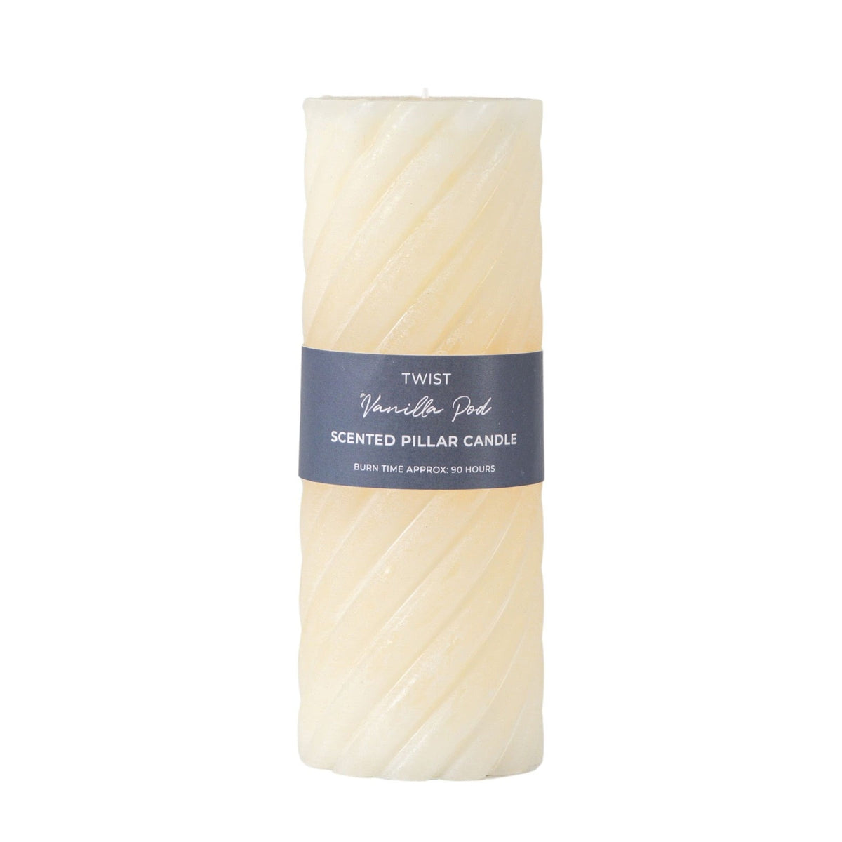 Vanilla Pillar Candle Twist Ivory Large Set of 2