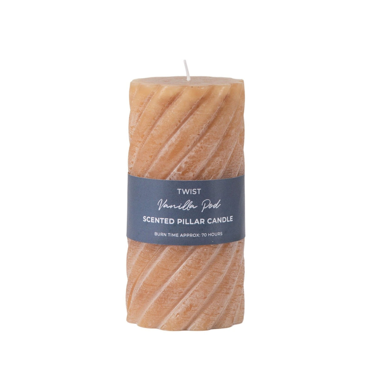 Vanilla Pillar Candle Twist Amber Medium Set of 2