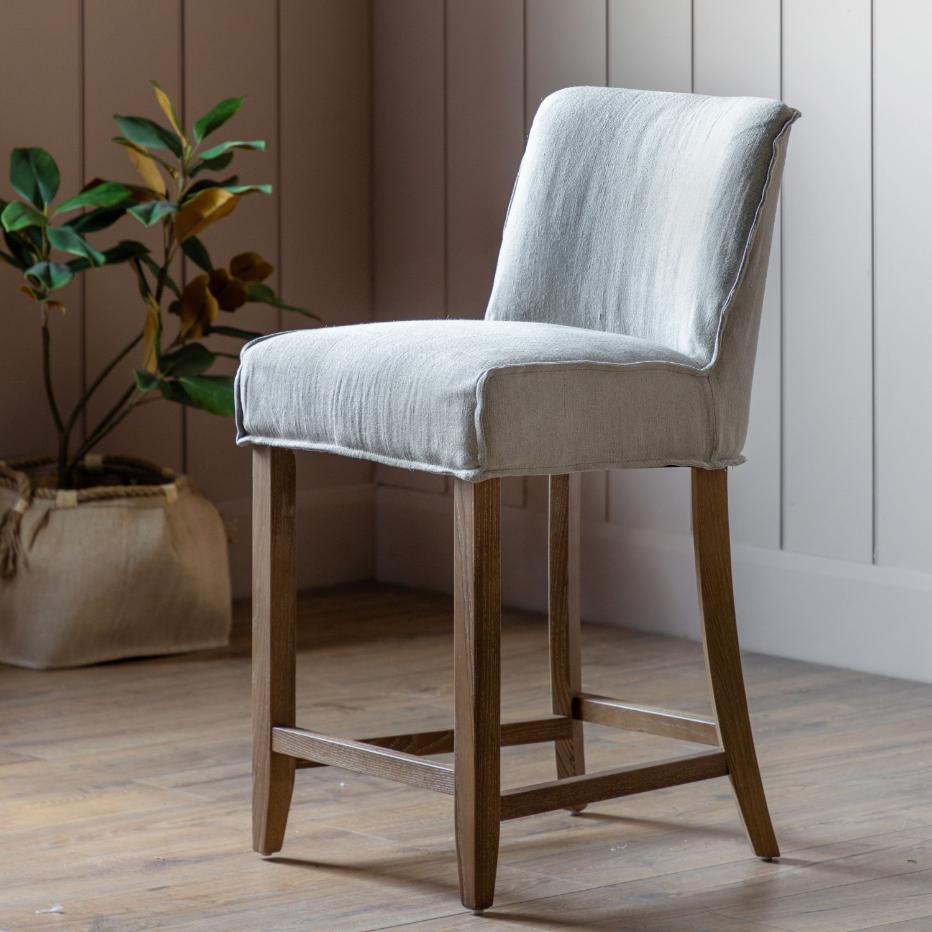 Wenchford Bar Stool Grey Linen (2pk)