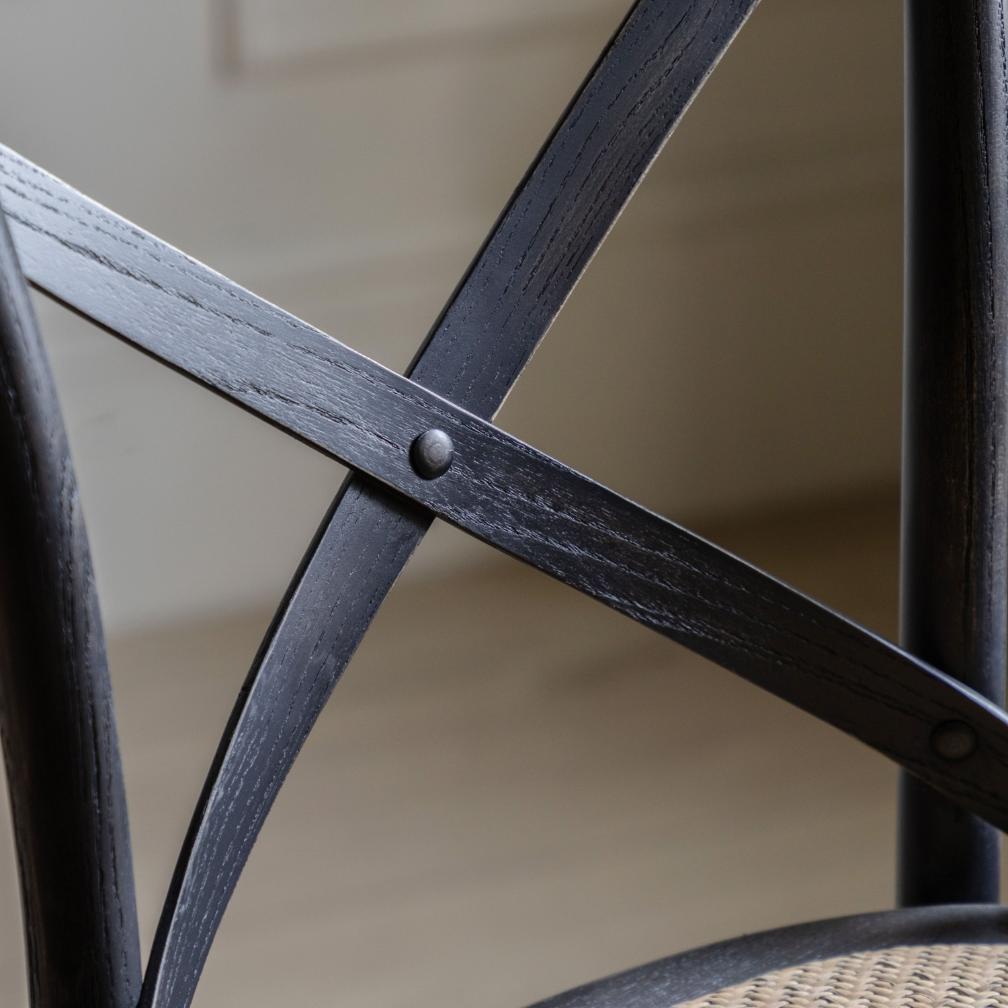 Fennel Black/Rattan Stool Set of 2