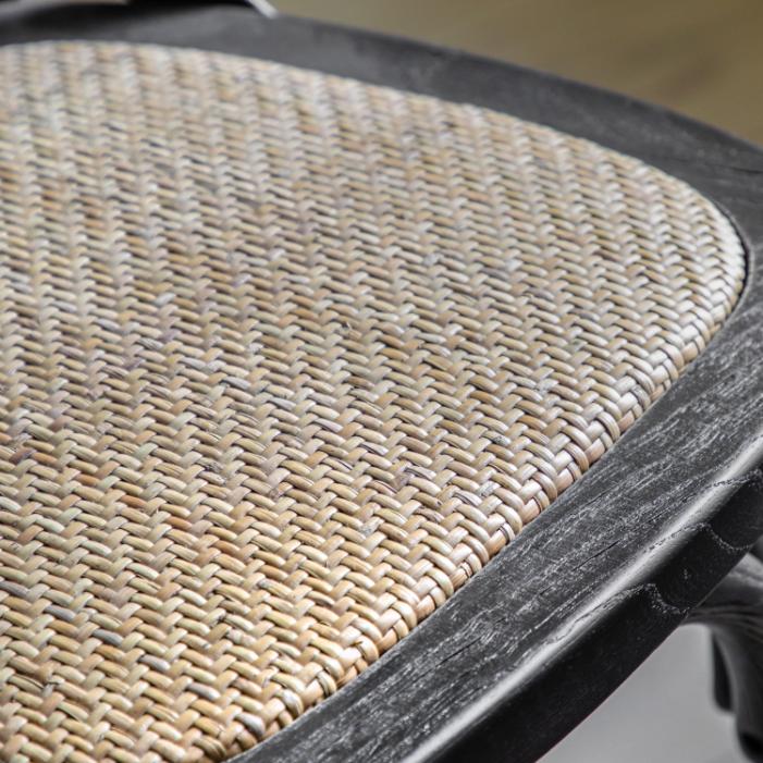 Fennel Black/Rattan Stool Set of 2