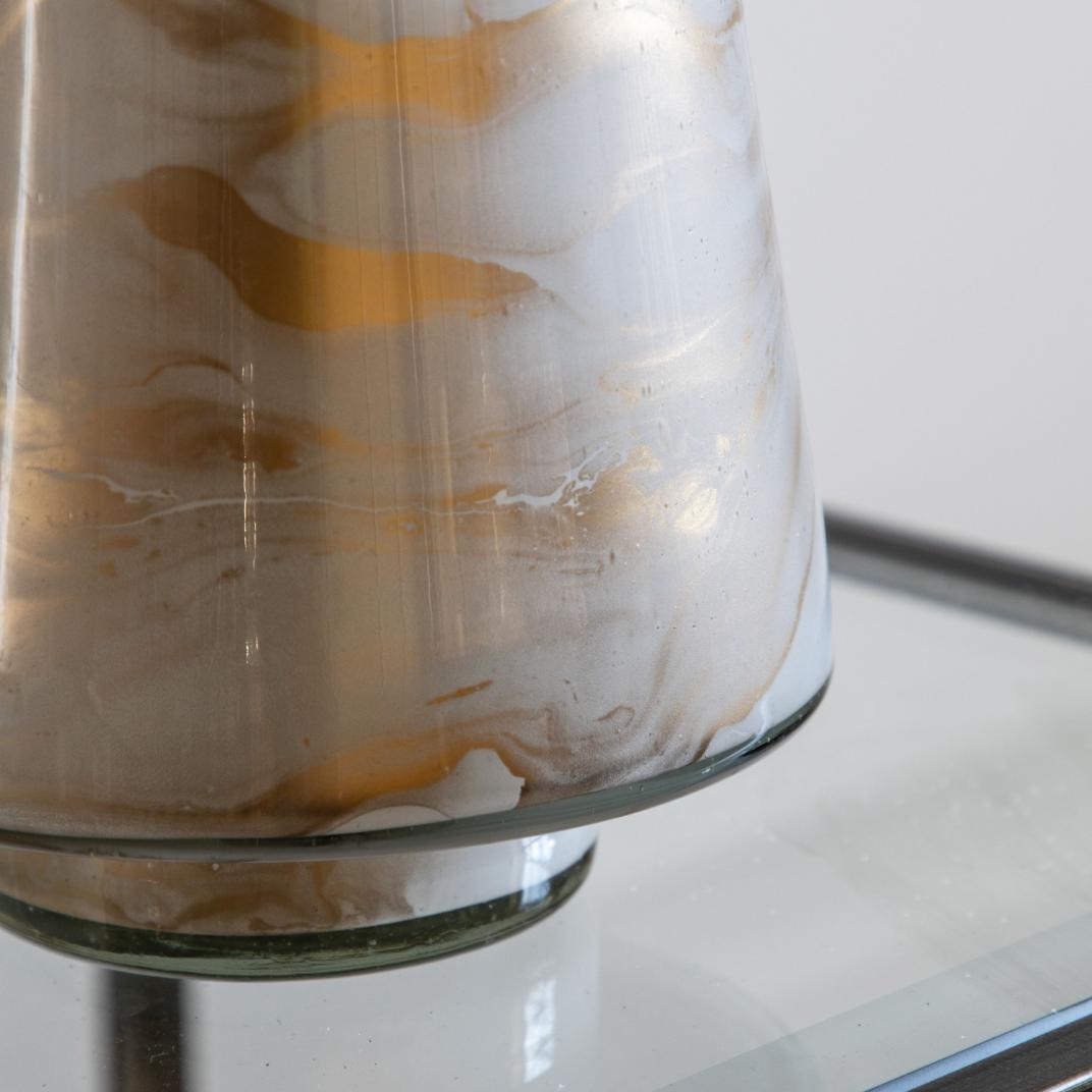 Marble Swirl Hurricane Large Gold Candle Holder
