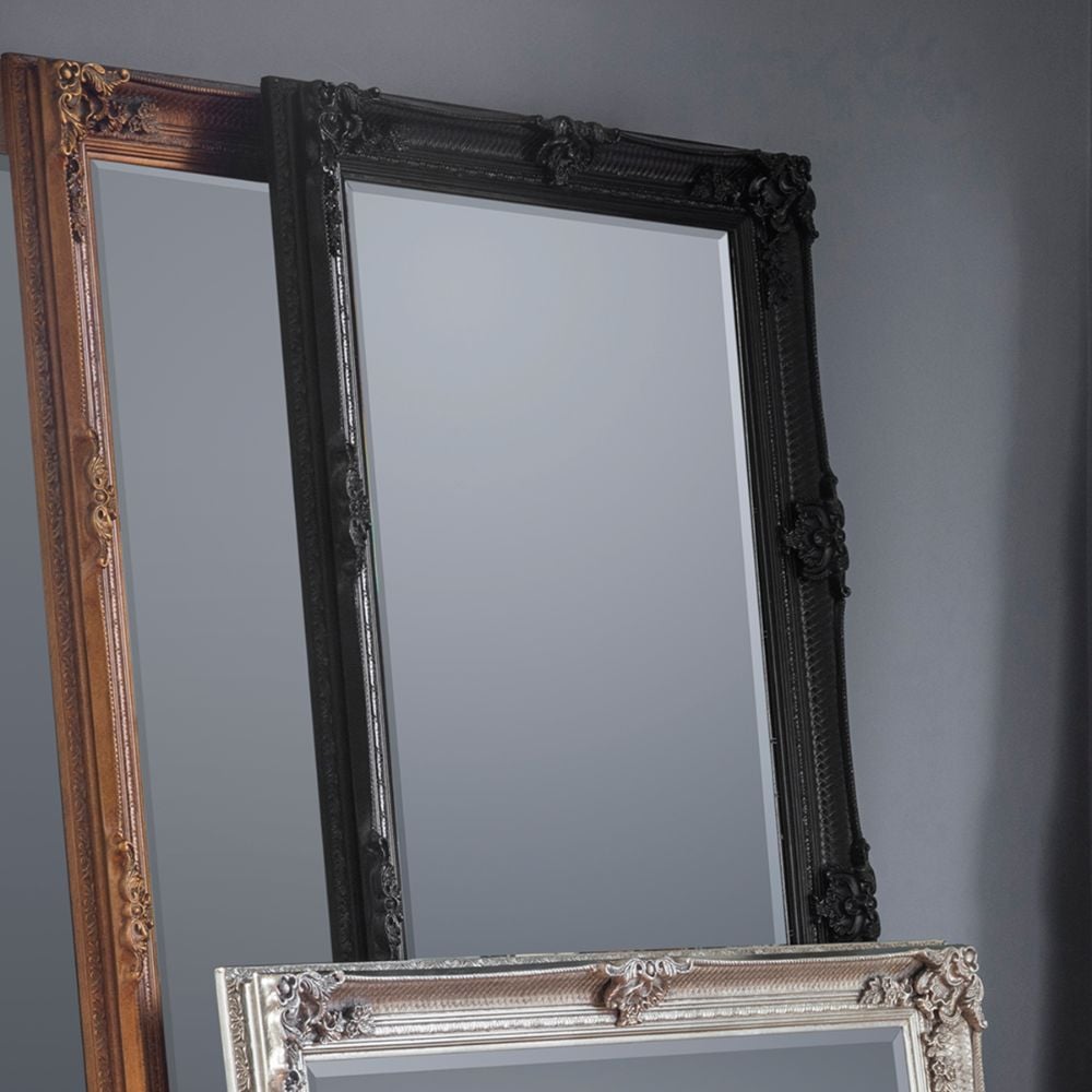 Baines Large Baroque Floor Mirror - Black