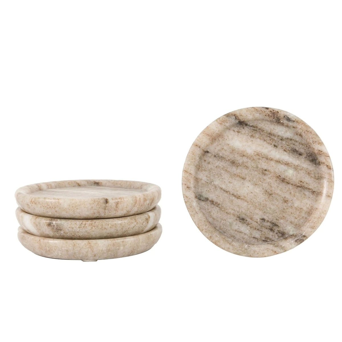 Novi Round Coasters in Beige Marble - Set of 4